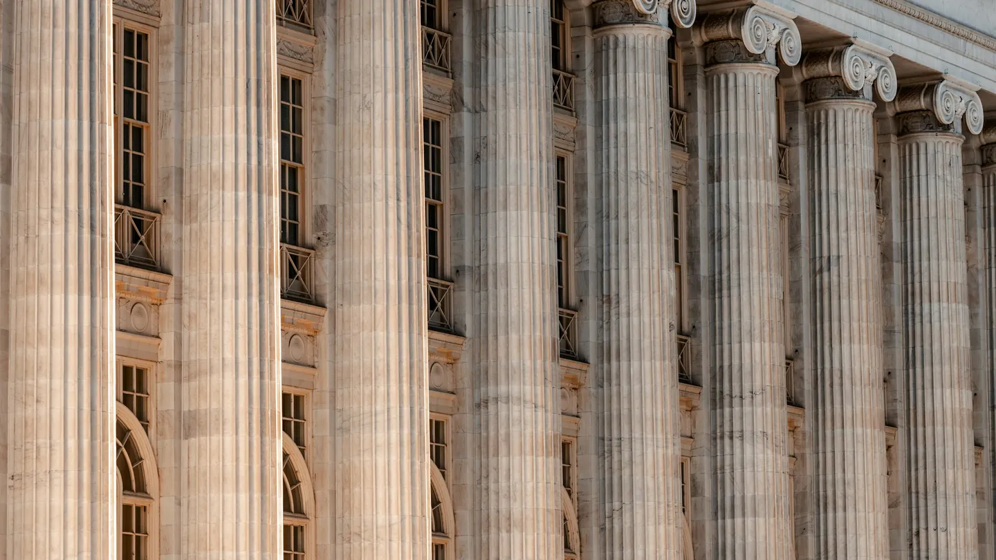 Columns of a courthouse façade