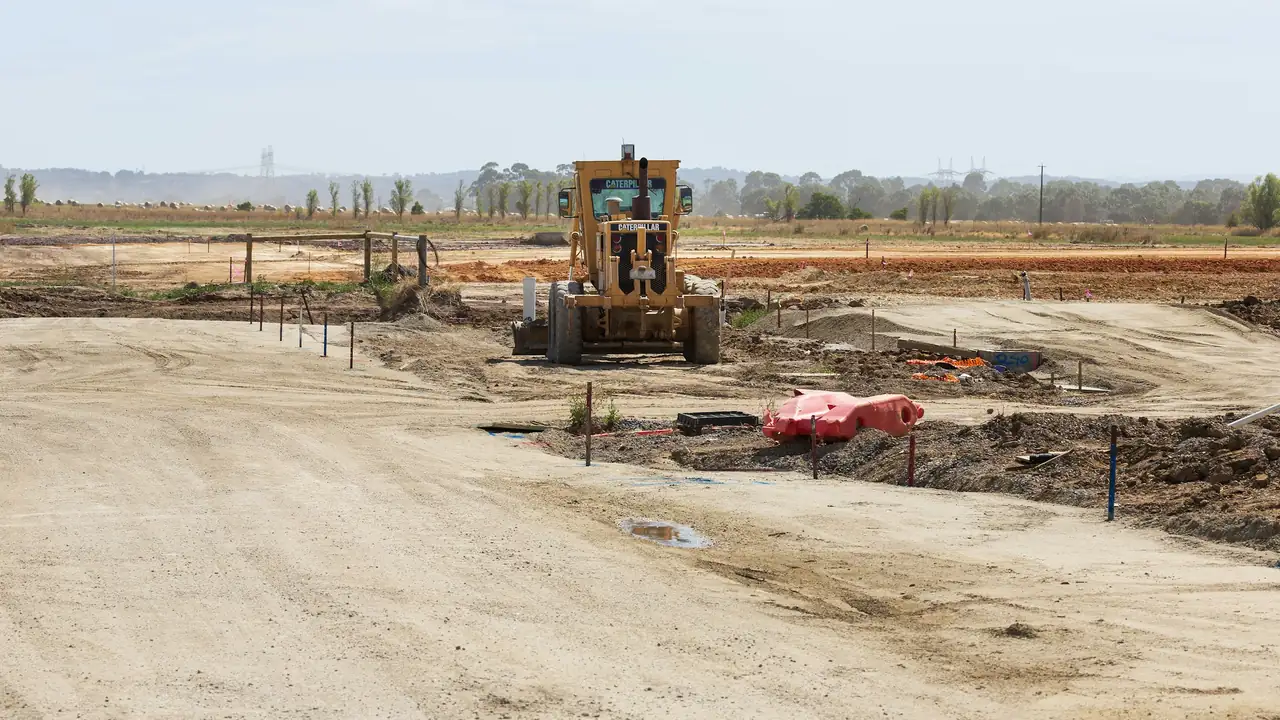 Empty construction site with a bulldozer