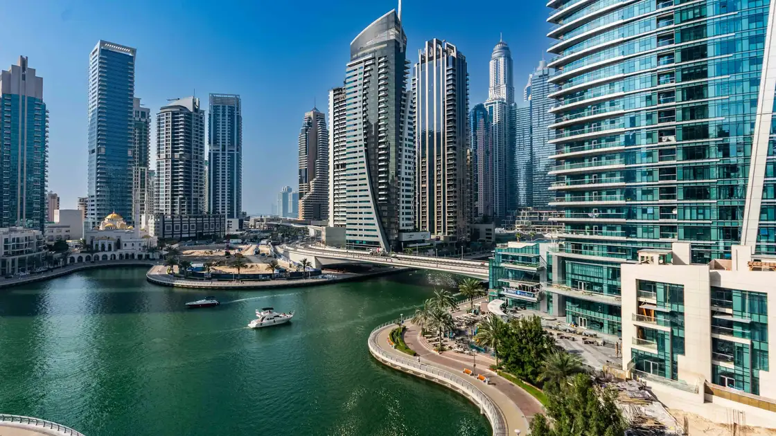 Dubai Marina canal between residential towers