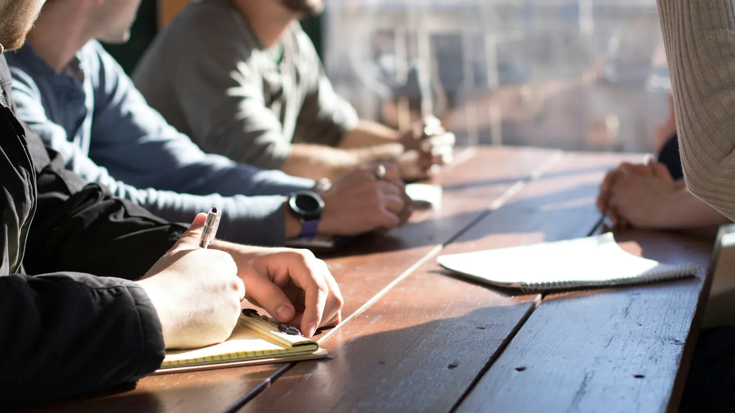 Business negotiation at a table
